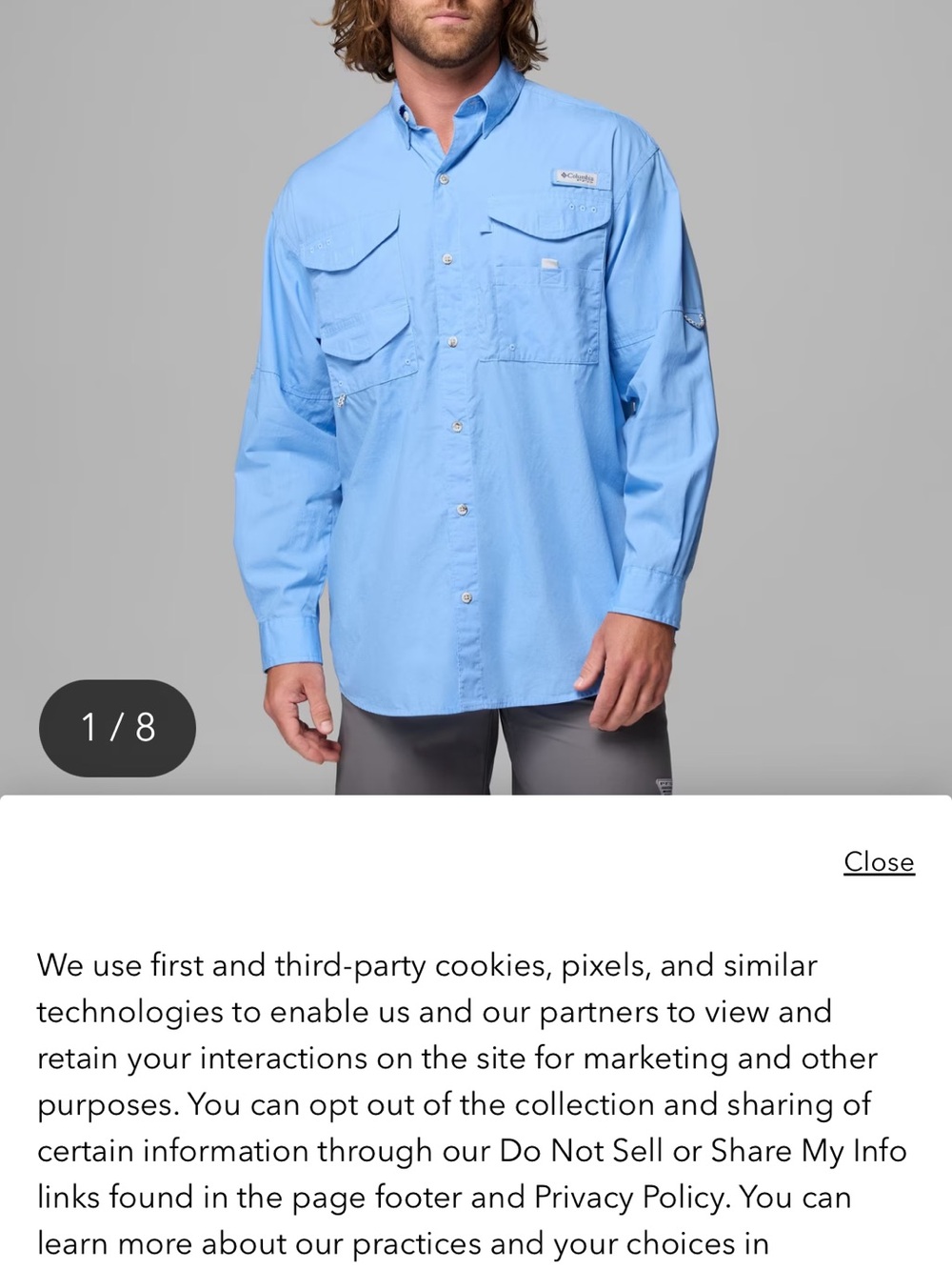 Columbia Men’s Light Blue Outdoor Fishing Shirt